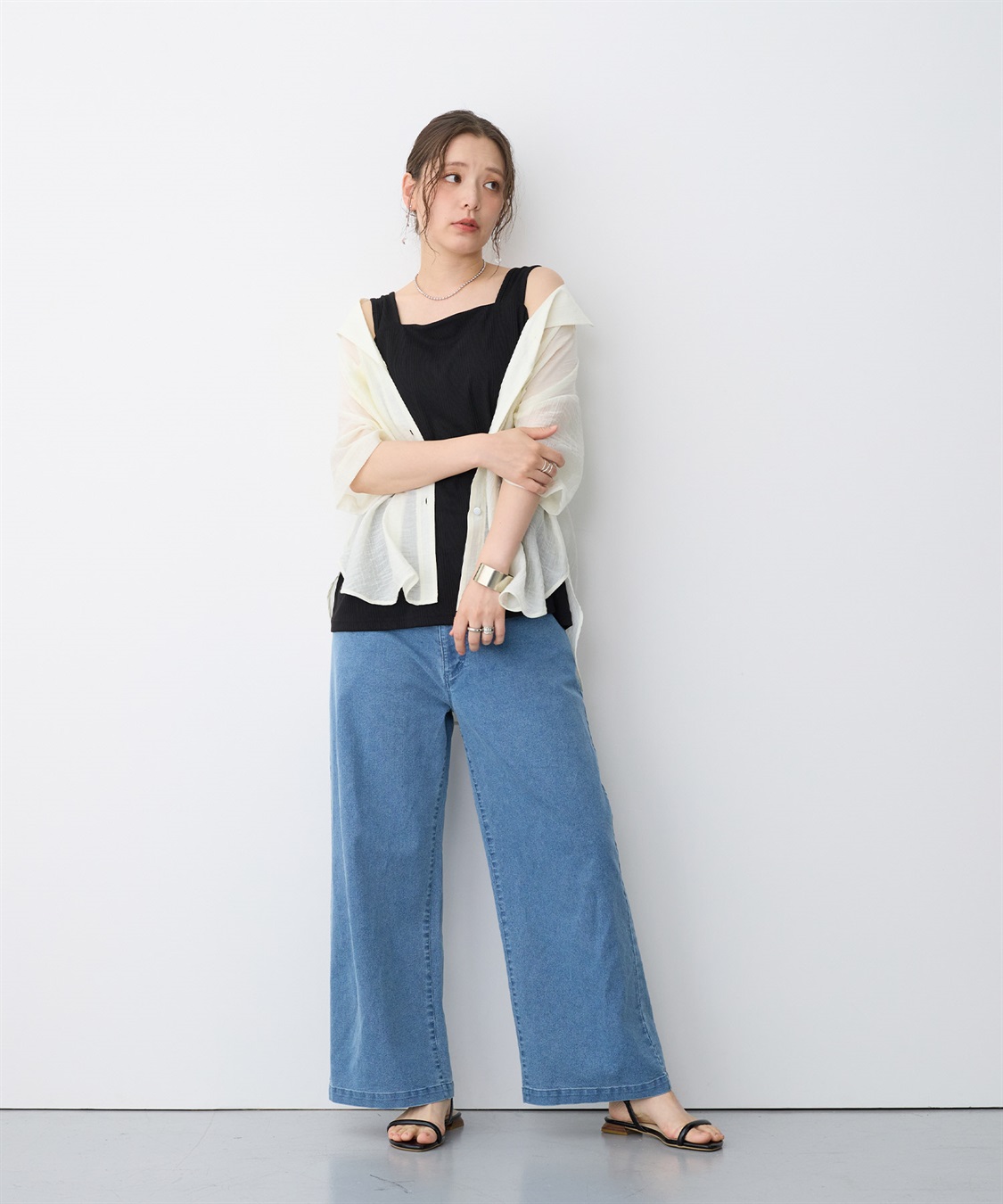 anyfee 【anyfee/プラスサイズ】美脚シルエットストレートデニムパンツ_sub_15