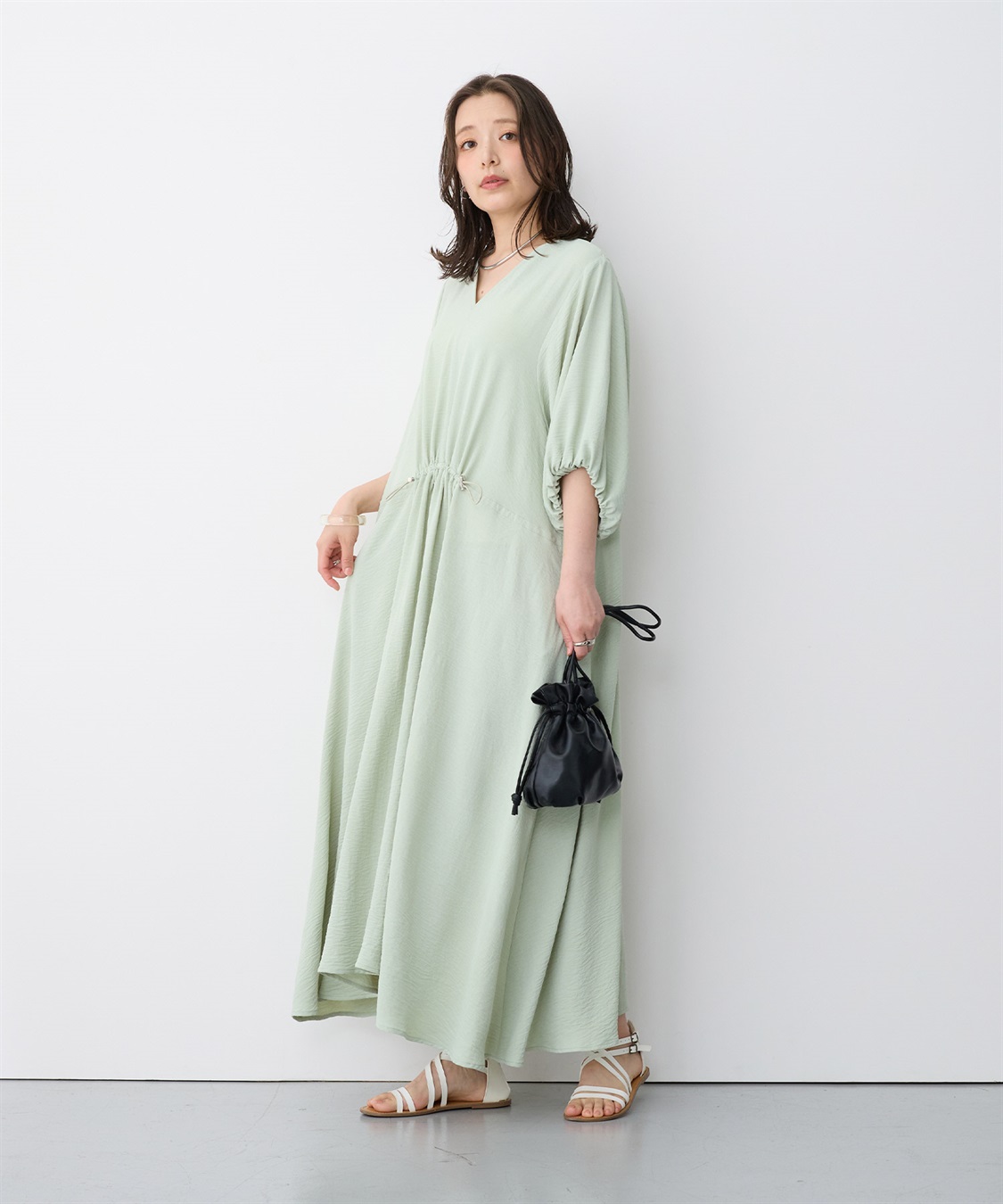 anyfee 【anyfee/プラスサイズ】エアリーシーウエストドロストギャザーワンピース_sub_5