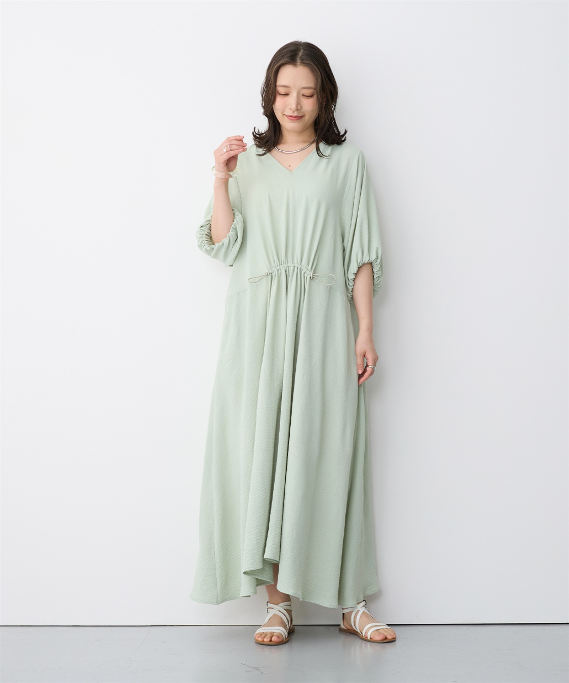 anyfee 【anyfee/プラスサイズ】エアリーシーウエストドロストギャザーワンピース_sub_6