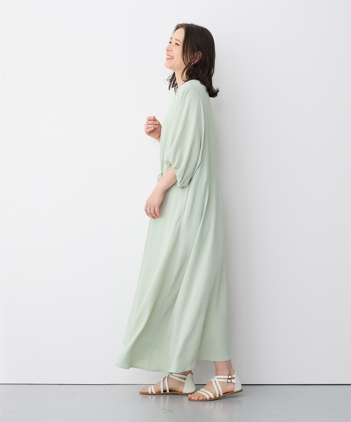 anyfee 【anyfee/プラスサイズ】エアリーシーウエストドロストギャザーワンピース_sub_7