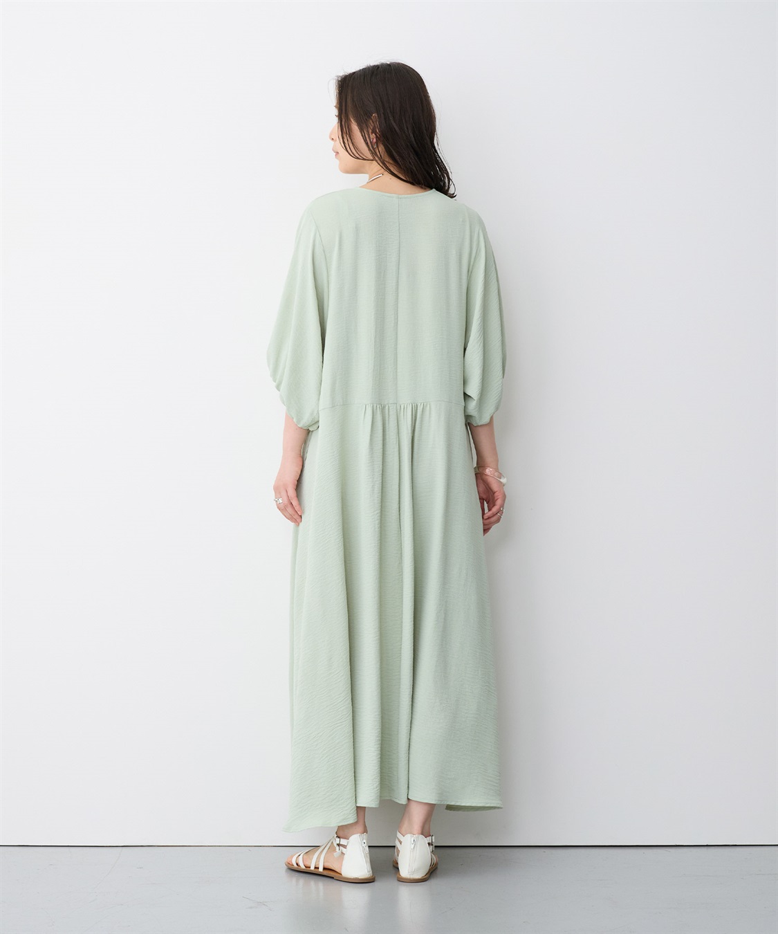 anyfee 【anyfee/プラスサイズ】エアリーシーウエストドロストギャザーワンピース_sub_8