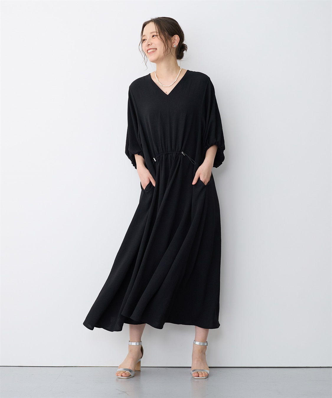 anyfee 【anyfee/プラスサイズ】エアリーシーウエストドロストギャザーワンピース_sub_17