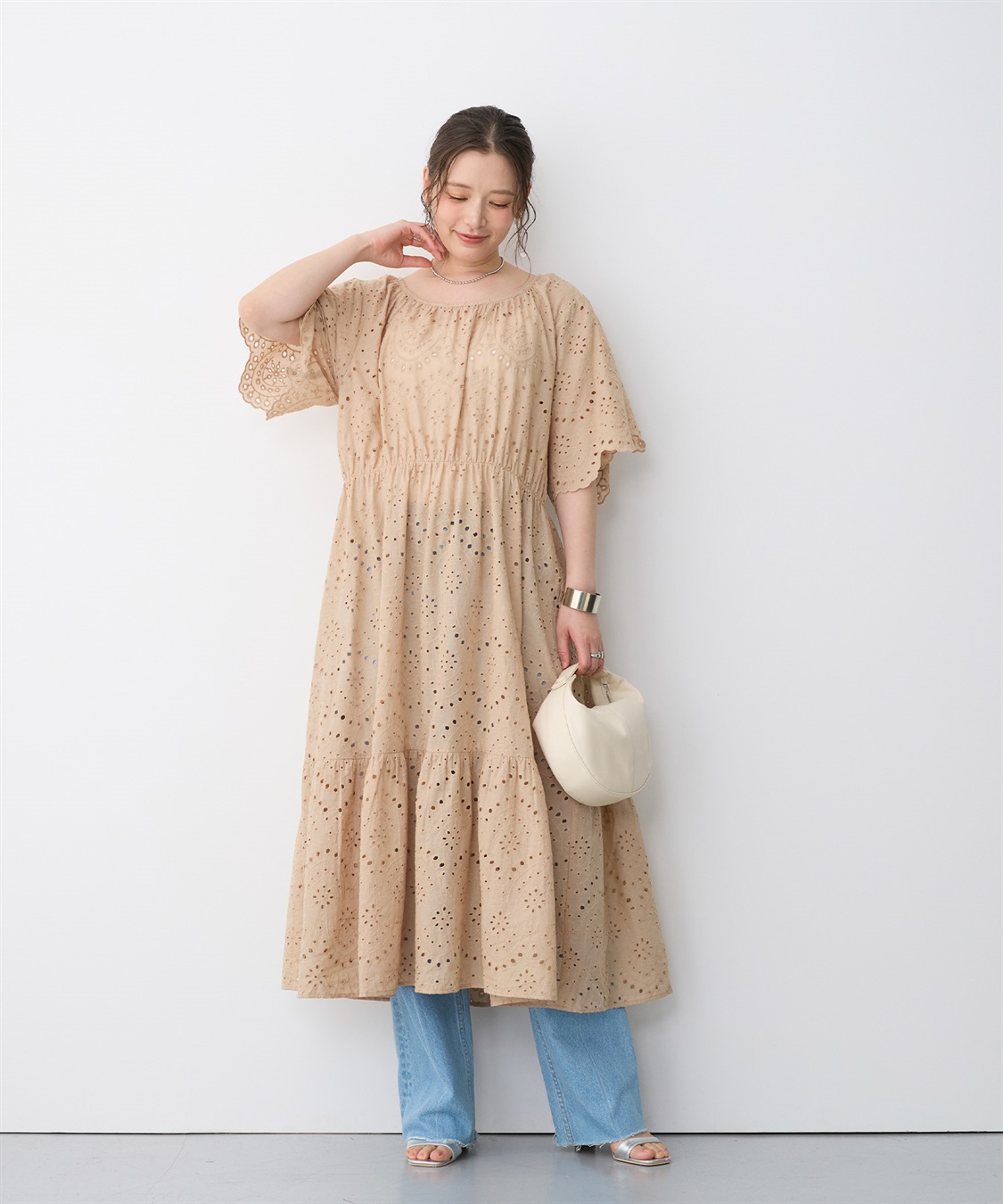 anyfee 【anyfee/プラスサイズ】パンチングレースワンピース_sub_2