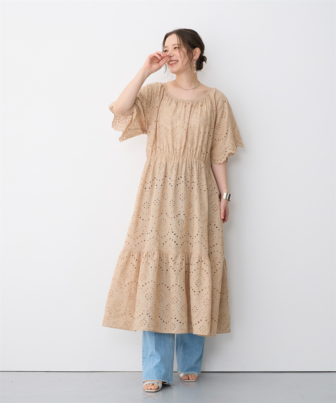 anyfee 【anyfee/プラスサイズ】パンチングレースワンピース_sub_5