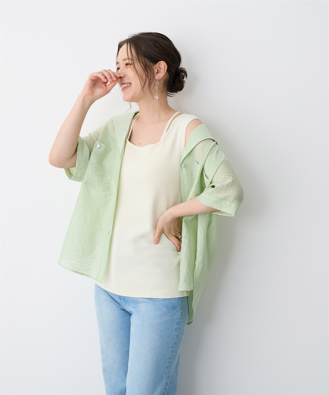 anyfee 【anyfee/プラスサイズ】スクエアネックデザインストリングニットタンクトップ（接触冷感）_sub_2