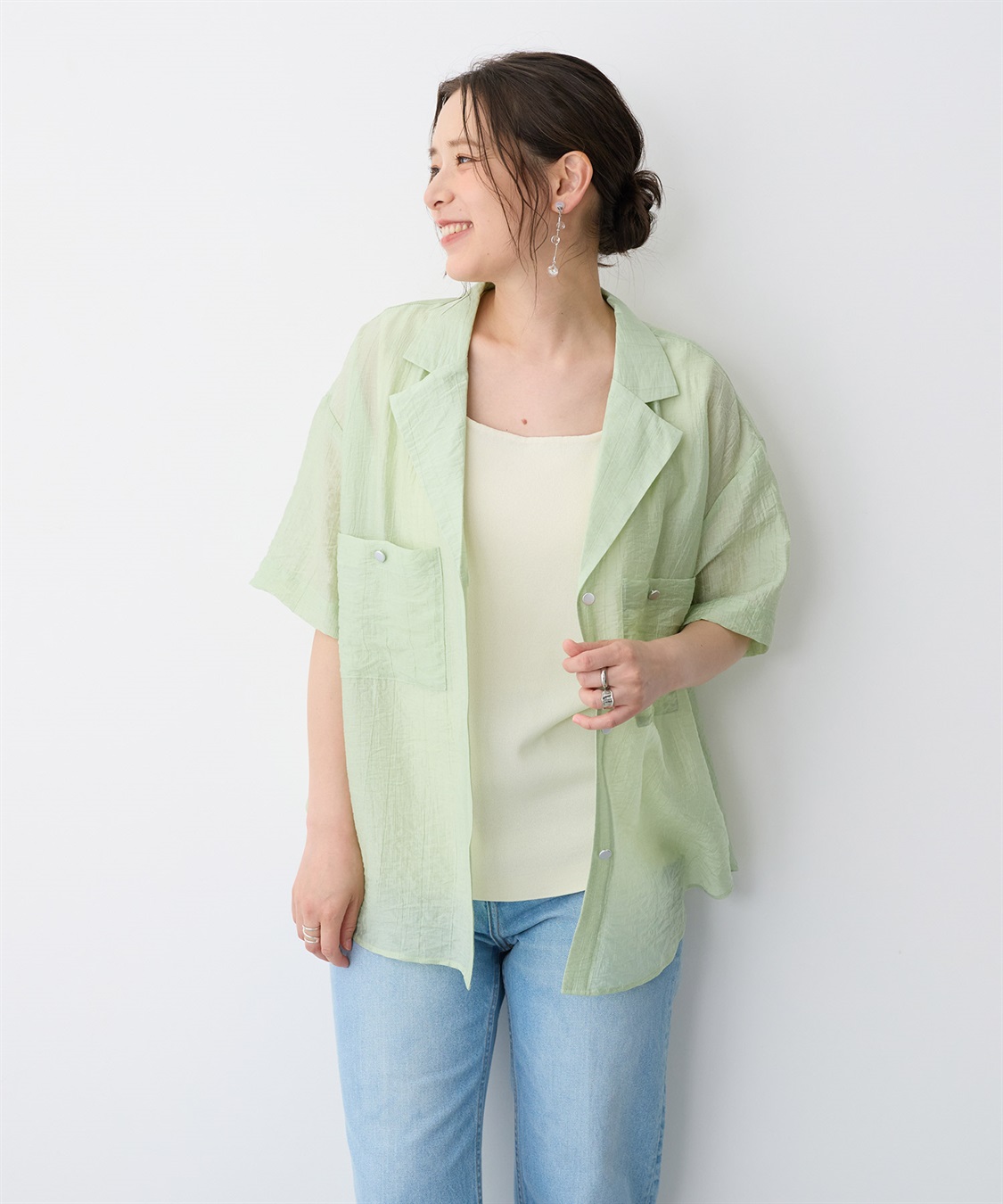 anyfee 【anyfee/プラスサイズ】スクエアネックデザインストリングニットタンクトップ（接触冷感）_sub_3