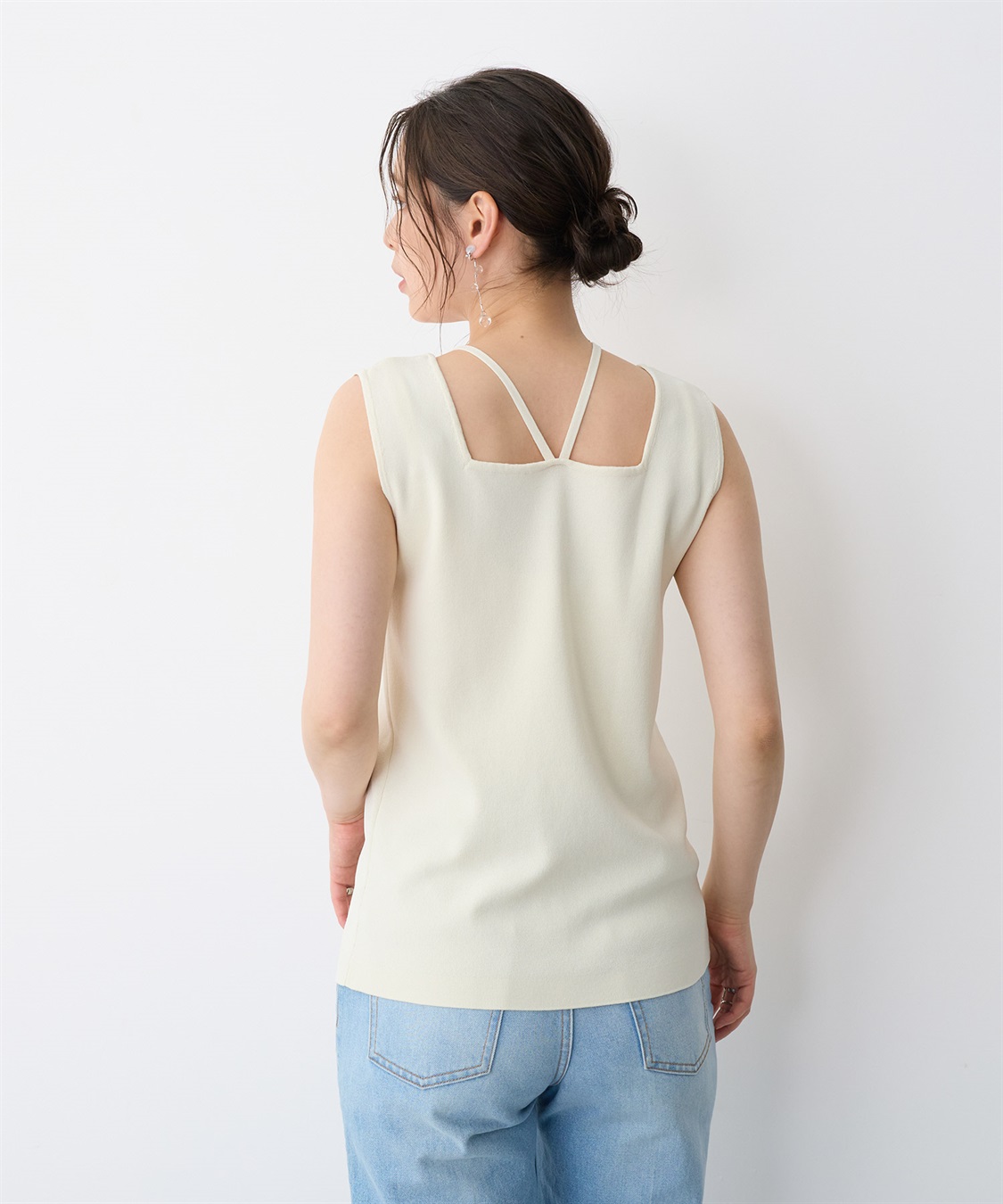 anyfee 【anyfee/プラスサイズ】スクエアネックデザインストリングニットタンクトップ（接触冷感）_sub_7