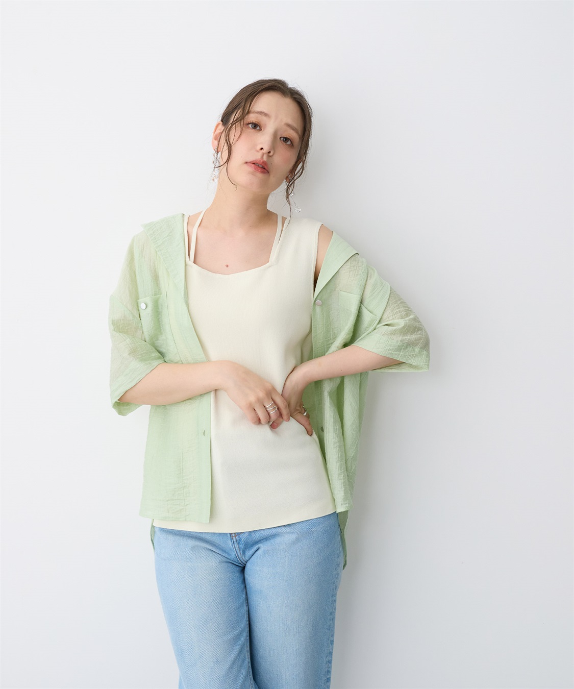 anyfee 【anyfee/プラスサイズ】スクエアネックデザインストリングニットタンクトップ（接触冷感）_sub_9