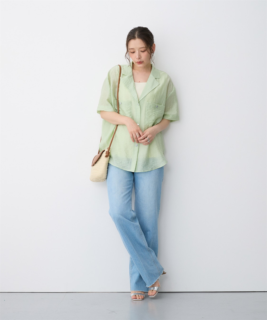 anyfee 【anyfee/プラスサイズ】スクエアネックデザインストリングニットタンクトップ（接触冷感）_sub_10