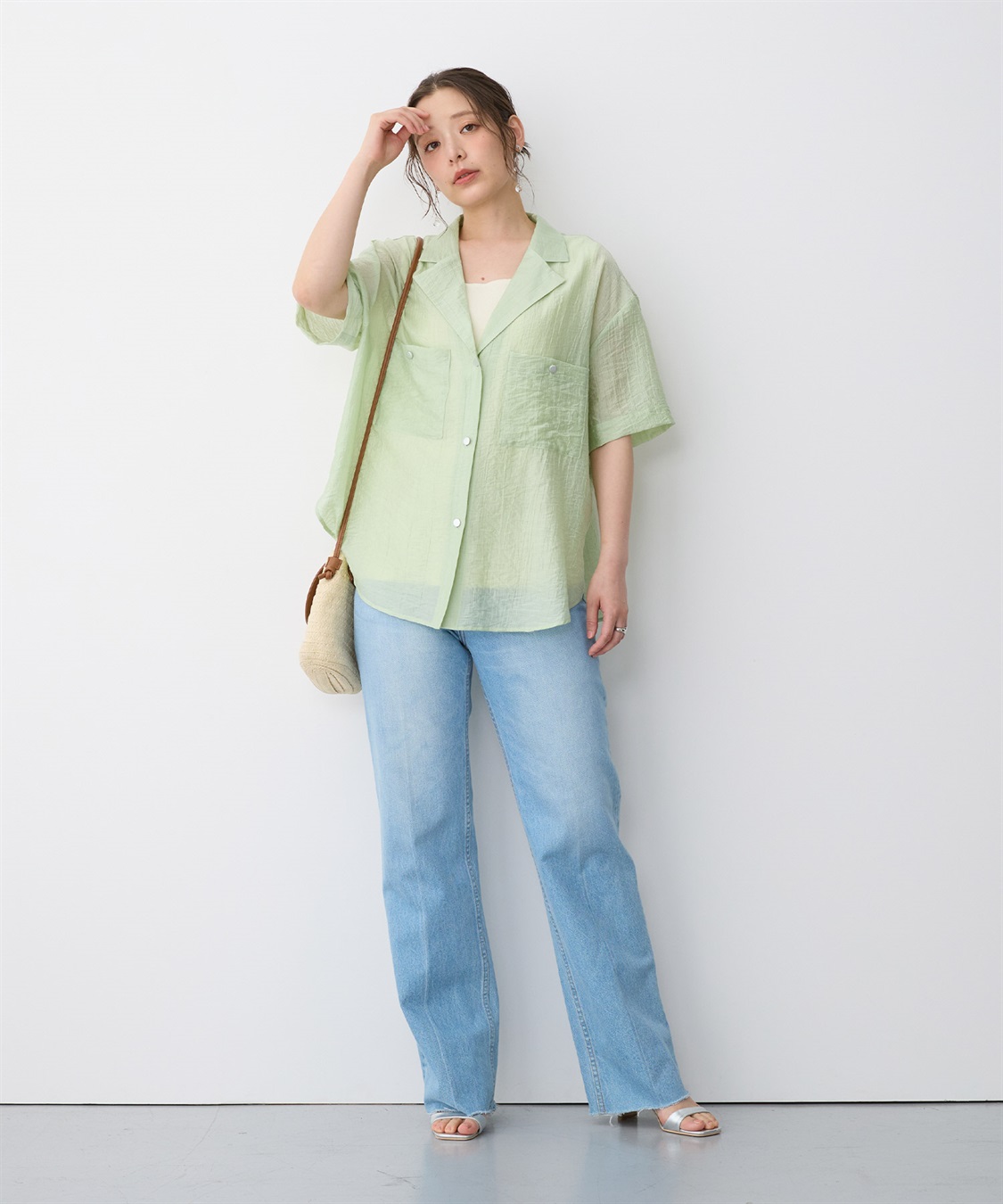 anyfee 【anyfee/プラスサイズ】スクエアネックデザインストリングニットタンクトップ（接触冷感）_sub_11