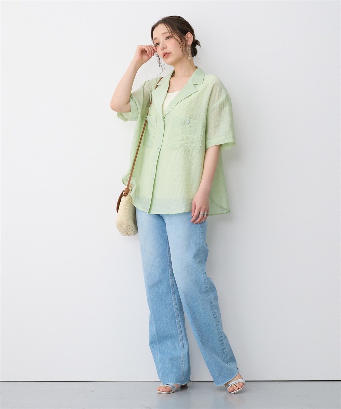 anyfee 【anyfee/プラスサイズ】スクエアネックデザインストリングニットタンクトップ（接触冷感）_sub_12