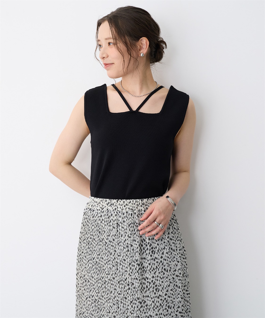 anyfee 【anyfee/プラスサイズ】スクエアネックデザインストリングニットタンクトップ（接触冷感）_sub_13