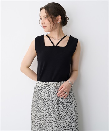 Life Style by cross marche 【anyfee/プラスサイズ】スクエアネックデザインストリングニットタンクトップ（接触冷感）_subthumb_13