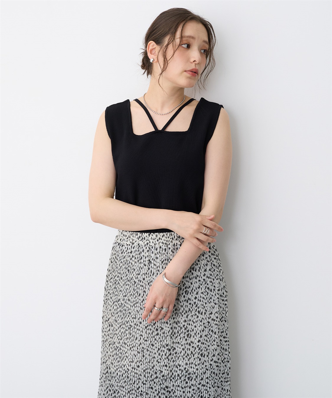 anyfee 【anyfee/プラスサイズ】スクエアネックデザインストリングニットタンクトップ（接触冷感）_sub_14