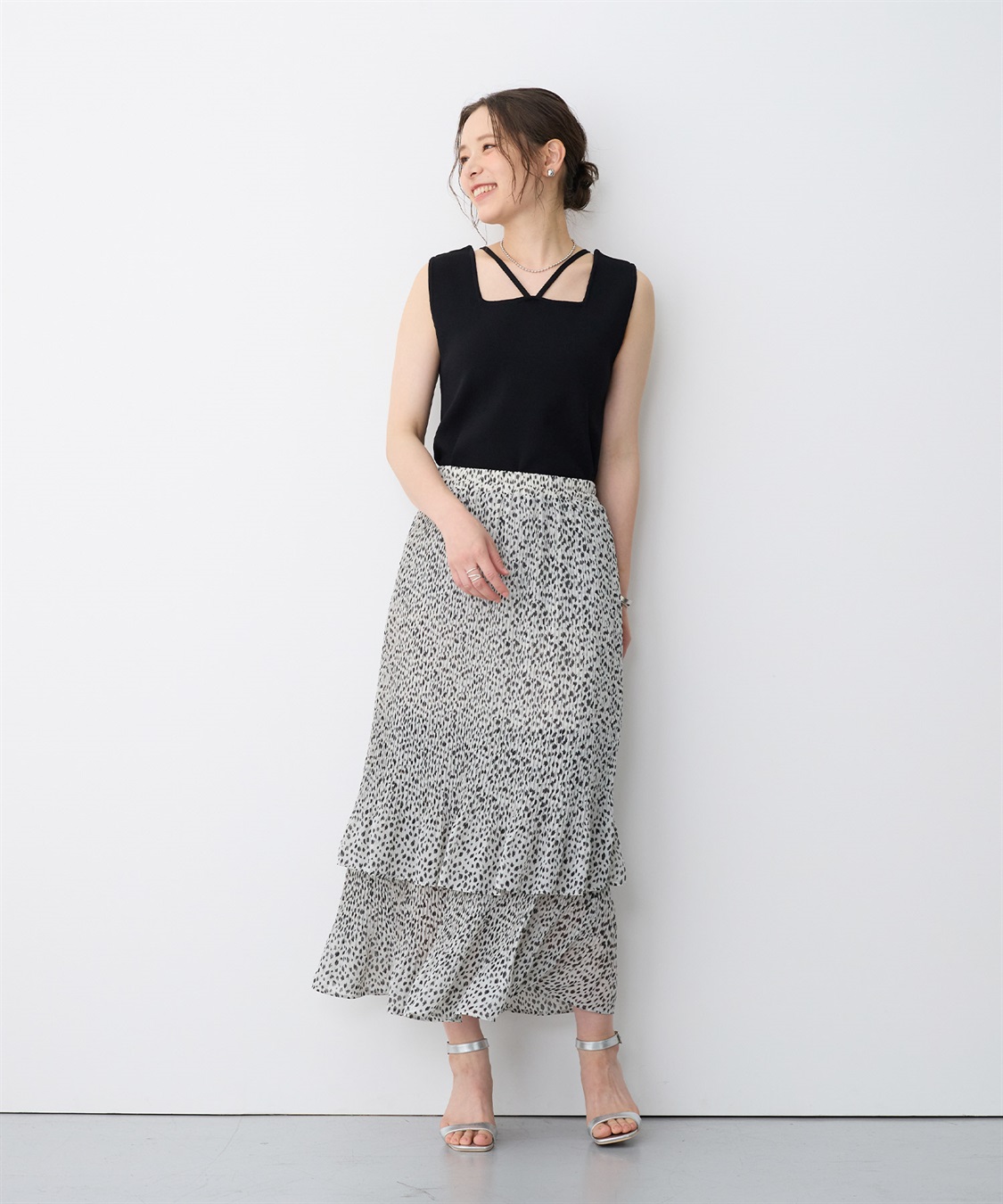 anyfee 【anyfee/プラスサイズ】スクエアネックデザインストリングニットタンクトップ（接触冷感）_sub_15