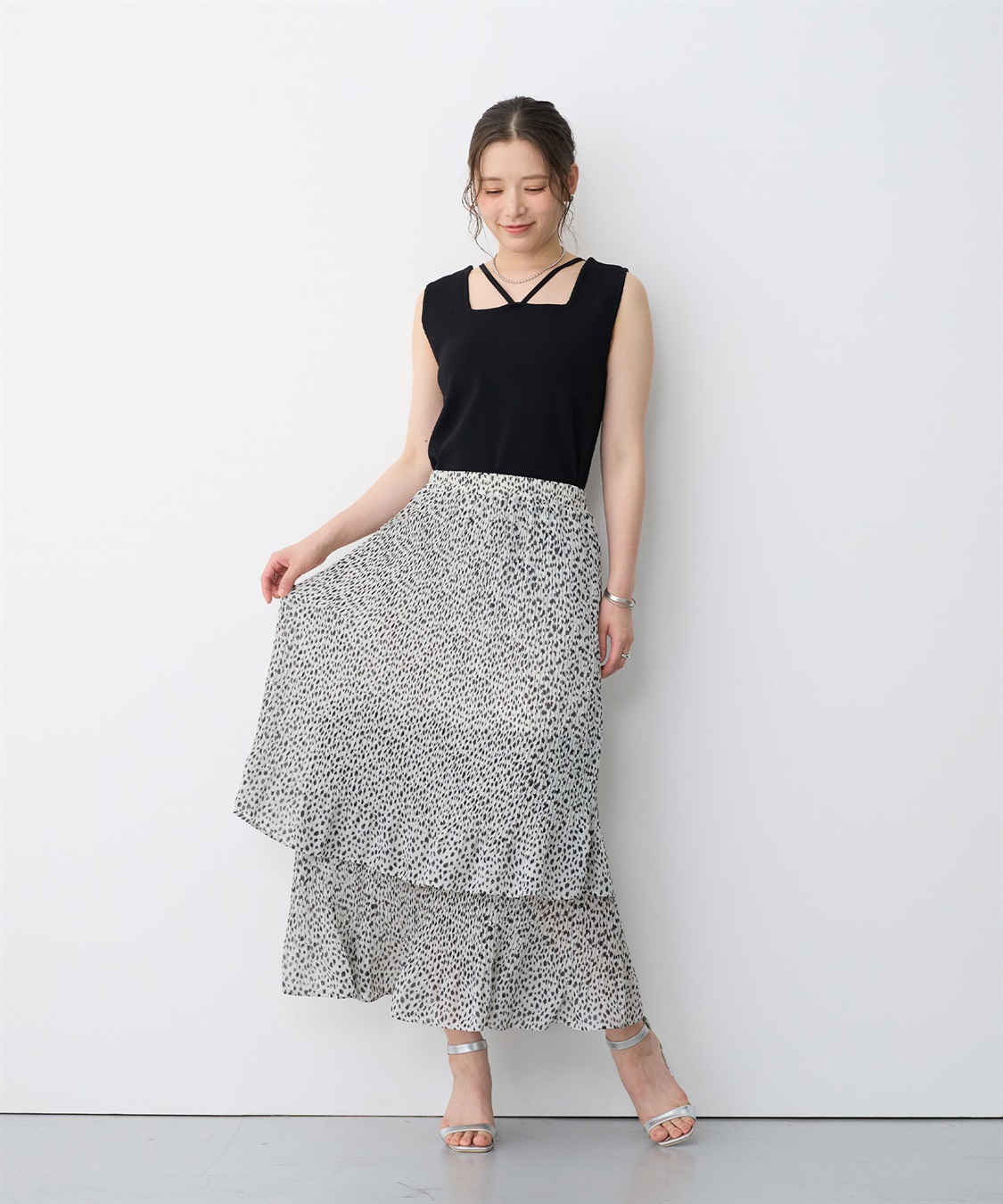 anyfee 【anyfee/プラスサイズ】スクエアネックデザインストリングニットタンクトップ（接触冷感）_sub_16