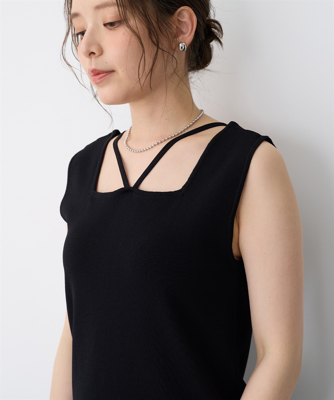 anyfee 【anyfee/プラスサイズ】スクエアネックデザインストリングニットタンクトップ（接触冷感）_sub_19