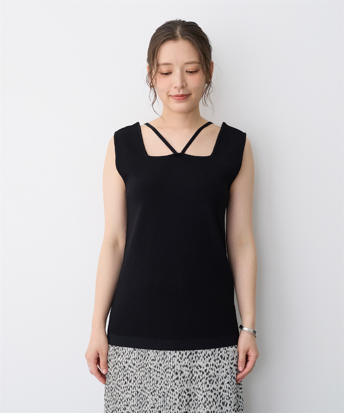 anyfee 【anyfee/プラスサイズ】スクエアネックデザインストリングニットタンクトップ（接触冷感）_sub_23