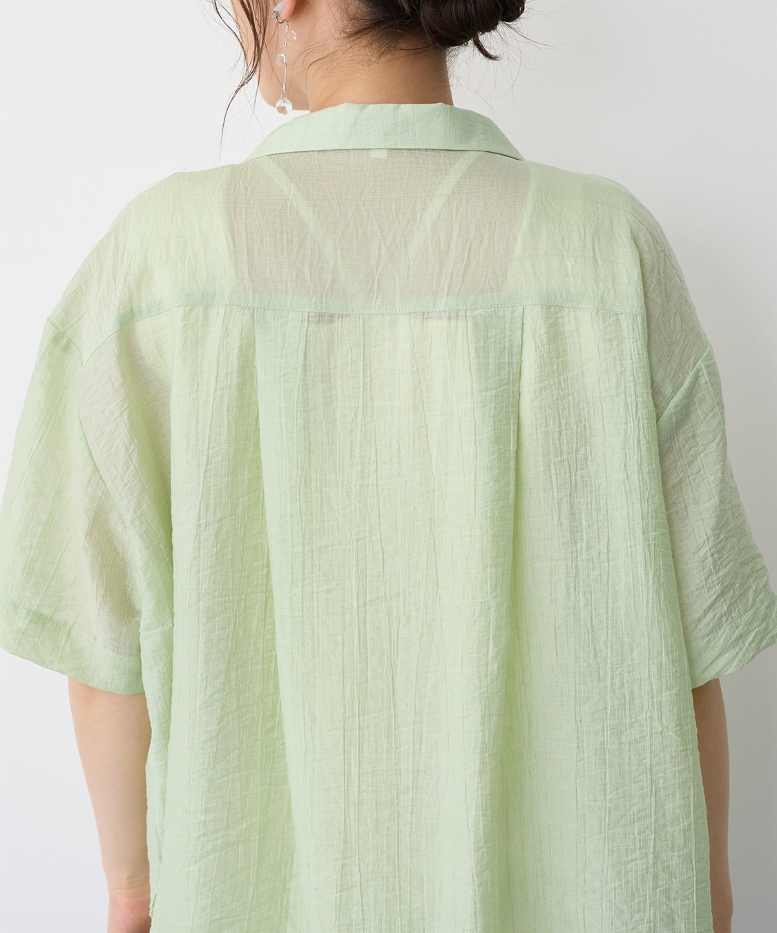 anyfee 【anyfee/プラスサイズ】シアー開襟シャツ_sub_12