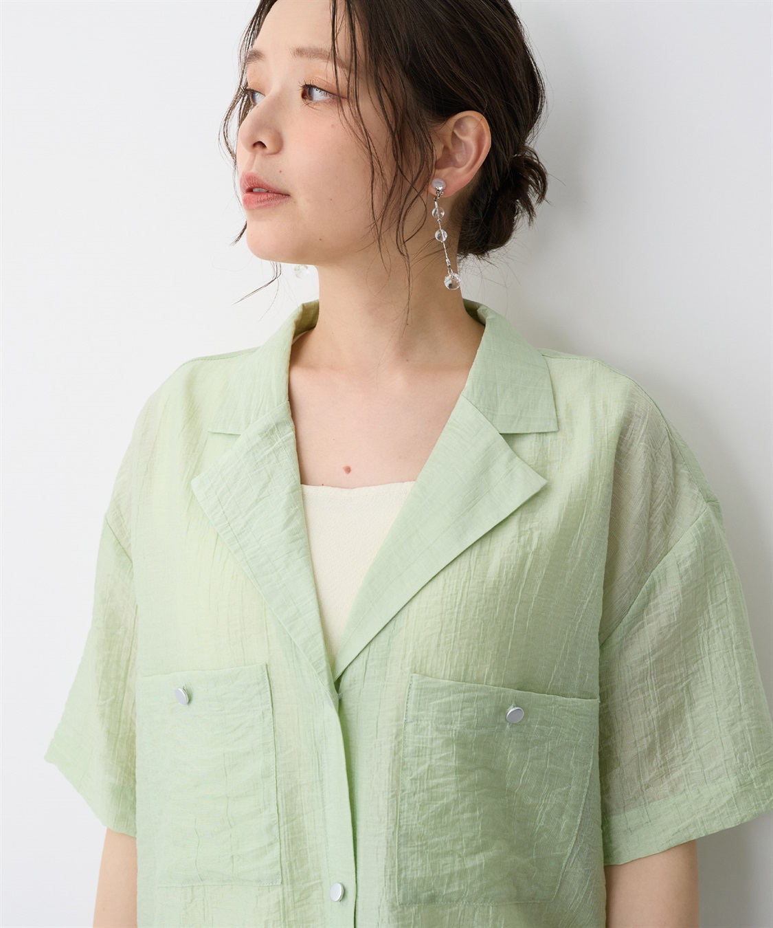 anyfee 【anyfee/プラスサイズ】シアー開襟シャツ_sub_13