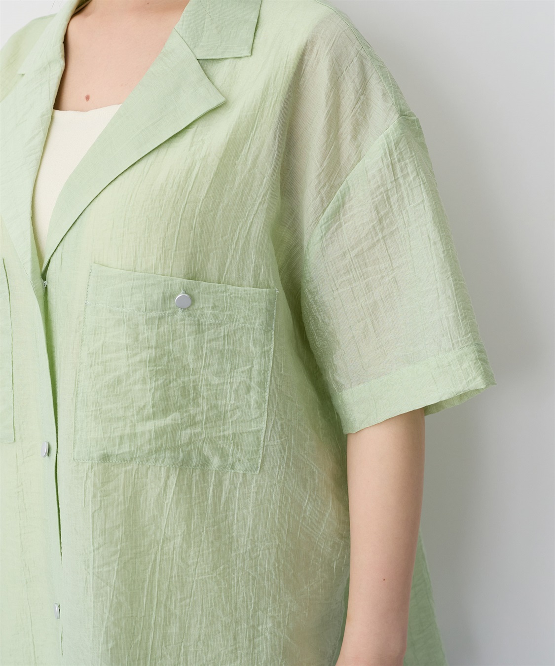 anyfee 【anyfee/プラスサイズ】シアー開襟シャツ_sub_14