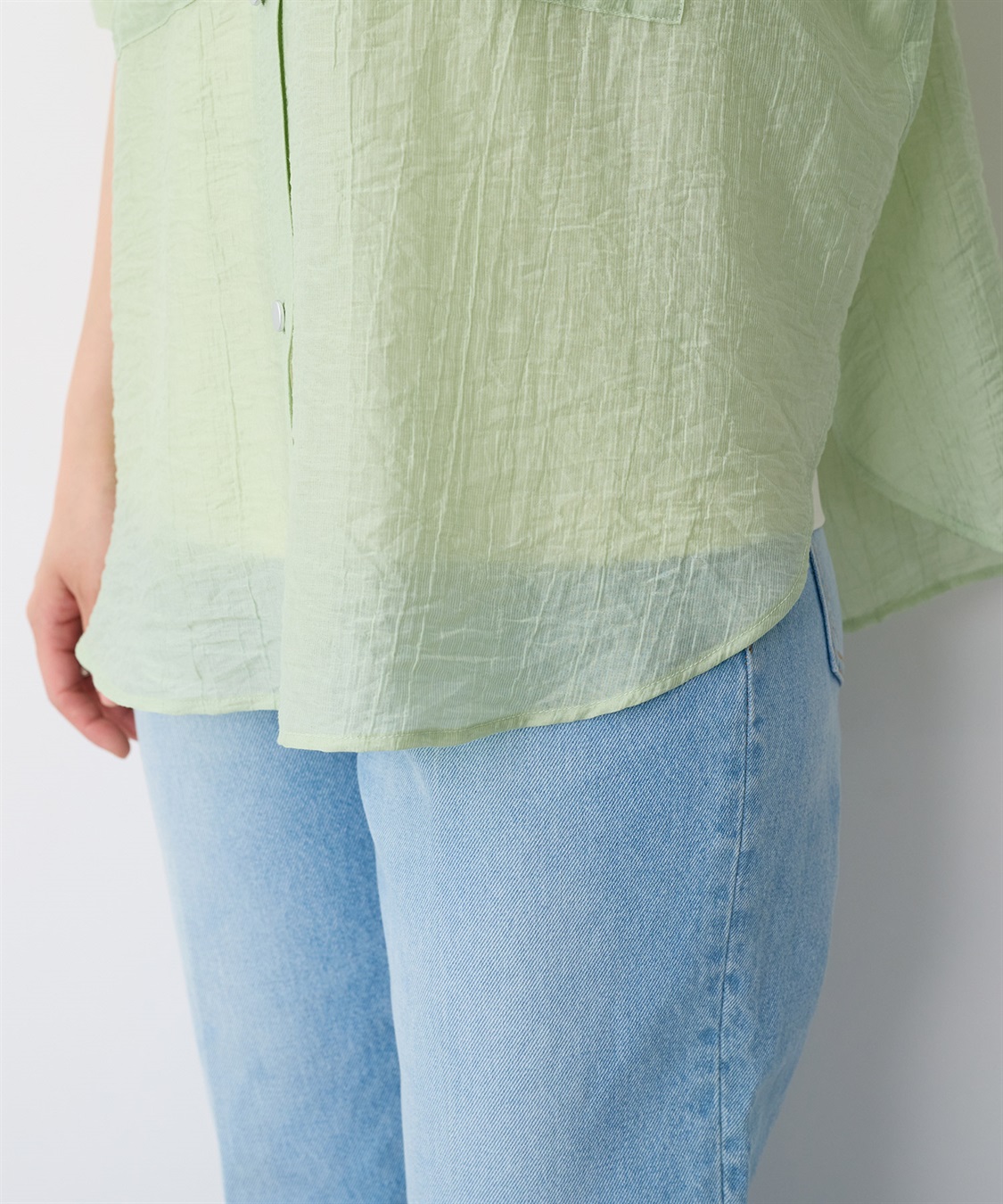 anyfee 【anyfee/プラスサイズ】シアー開襟シャツ_sub_15