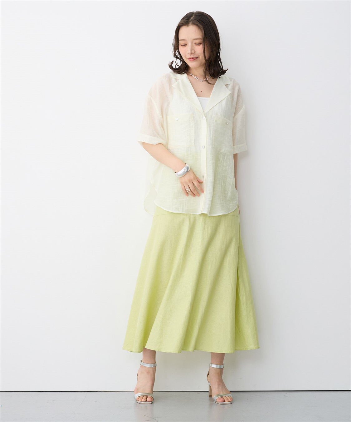 anyfee 【anyfee/プラスサイズ】シアー開襟シャツ_sub_22