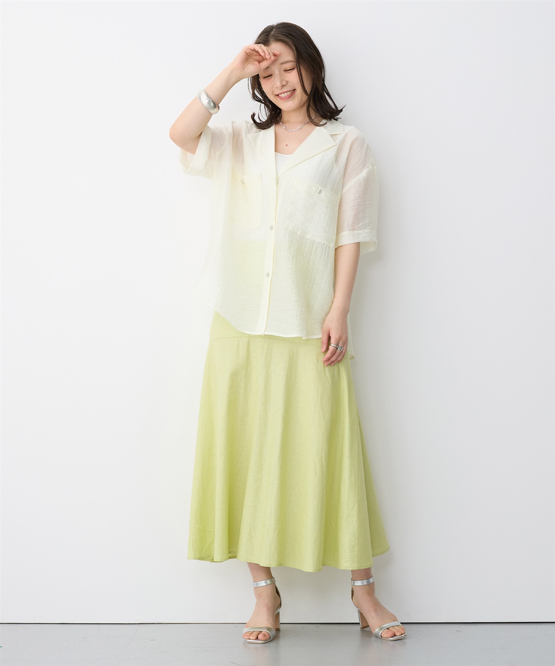 anyfee 【anyfee/プラスサイズ】シアー開襟シャツ_sub_23