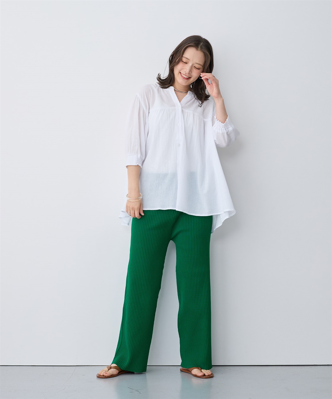 anyfee 【anyfee/プラスサイズ】リンクルギャザーフレアブラウス_sub_4