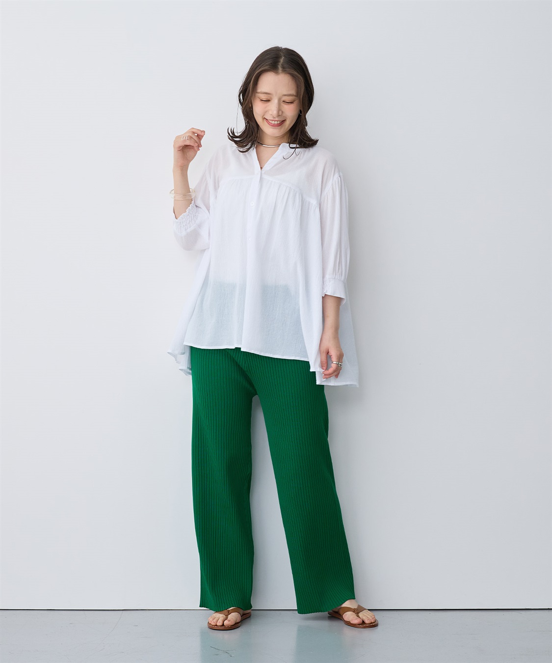 anyfee 【anyfee/プラスサイズ】リンクルギャザーフレアブラウス_sub_5