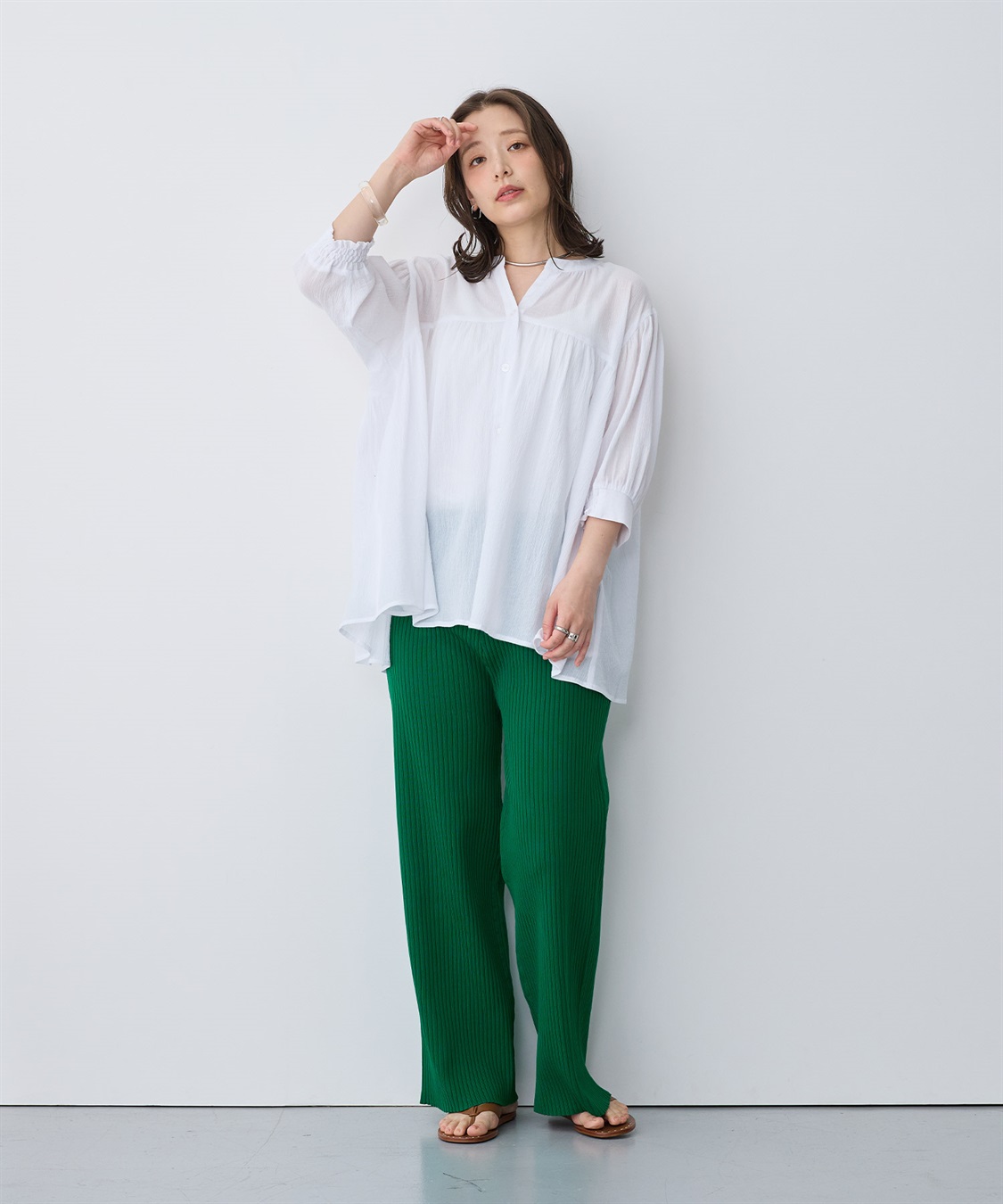 anyfee 【anyfee/プラスサイズ】リンクルギャザーフレアブラウス_sub_6