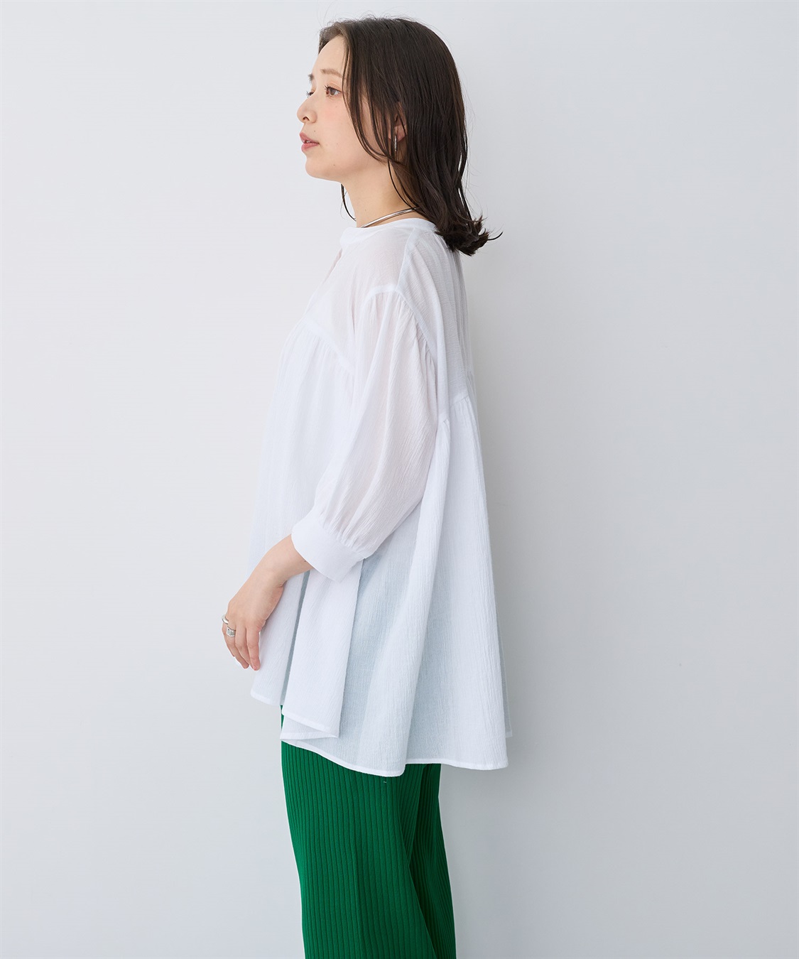 anyfee 【anyfee/プラスサイズ】リンクルギャザーフレアブラウス_sub_8