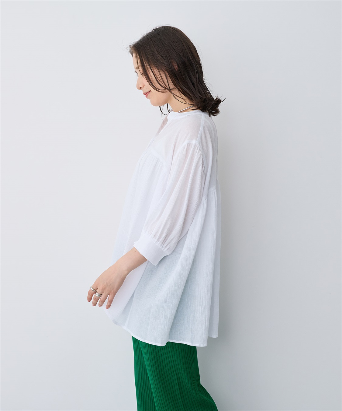 anyfee 【anyfee/プラスサイズ】リンクルギャザーフレアブラウス_sub_9