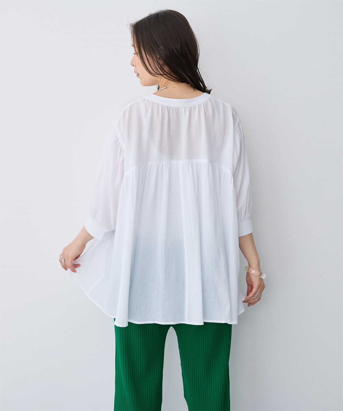 anyfee 【anyfee/プラスサイズ】リンクルギャザーフレアブラウス_sub_10