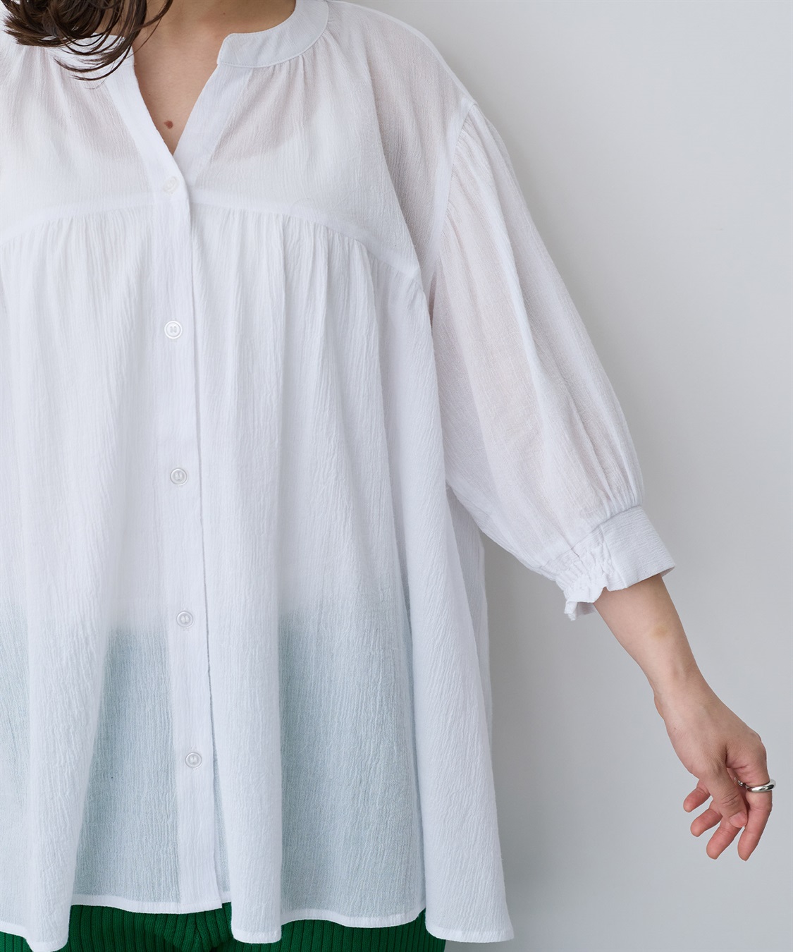 anyfee 【anyfee/プラスサイズ】リンクルギャザーフレアブラウス_sub_12