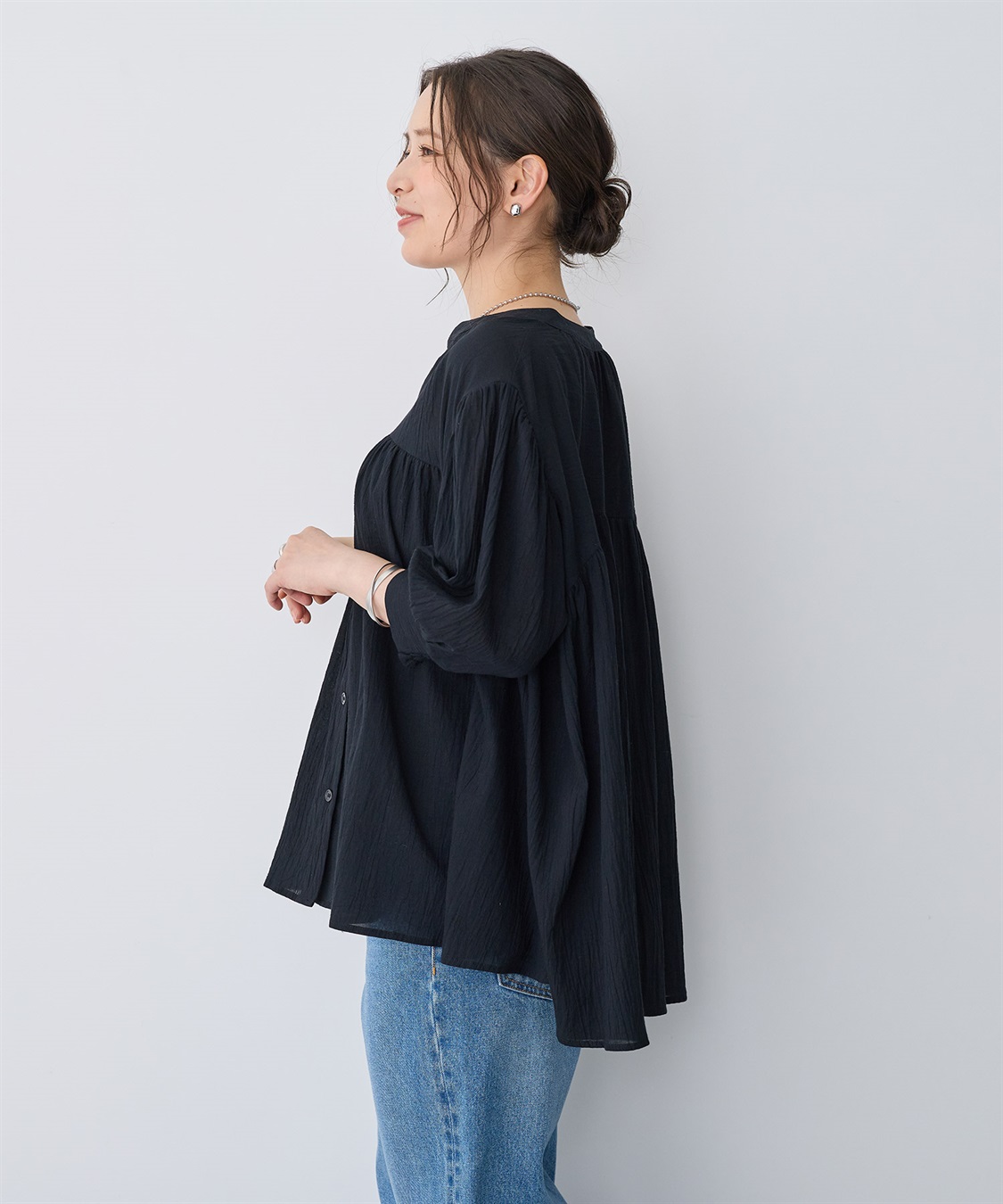 anyfee 【anyfee/プラスサイズ】リンクルギャザーフレアブラウス_sub_19