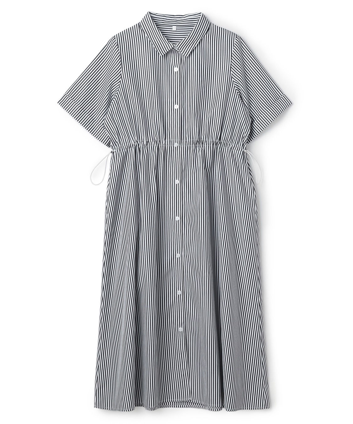 anyfee 【anyfee/プラスサイズ】ストライプ柄ドロストシャツ半袖ワンピース_sub_23