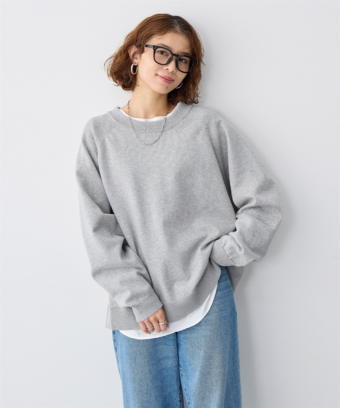 anyfee 【anyfee/大きいサイズ】スウェットライクニットプルオーバー_sub_2
