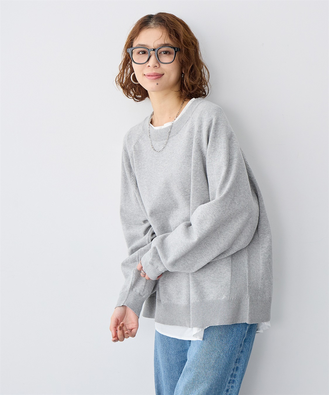 anyfee 【anyfee/大きいサイズ】スウェットライクニットプルオーバー_sub_4