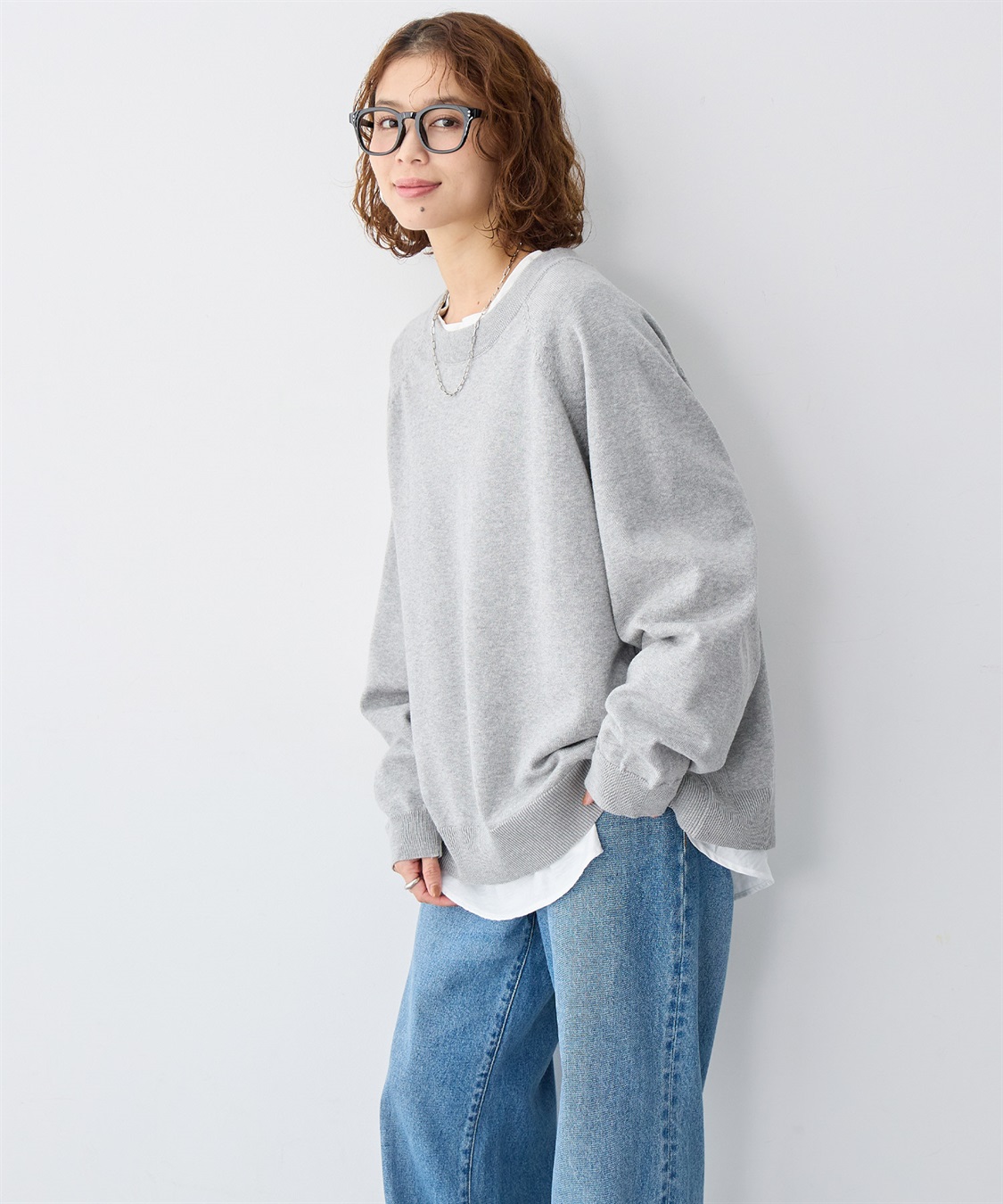 anyfee 【anyfee/大きいサイズ】スウェットライクニットプルオーバー_sub_5