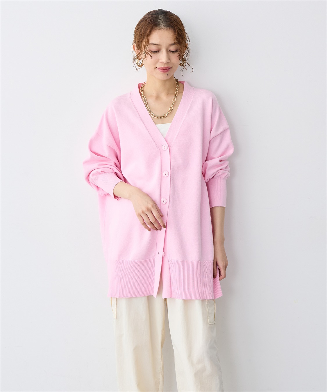 anyfee 【anyfee/大きいサイズ】スウェットライクVネックニットカーディガン_sub_9