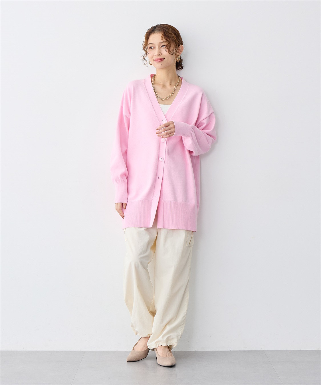 anyfee 【anyfee/大きいサイズ】スウェットライクVネックニットカーディガン_sub_11