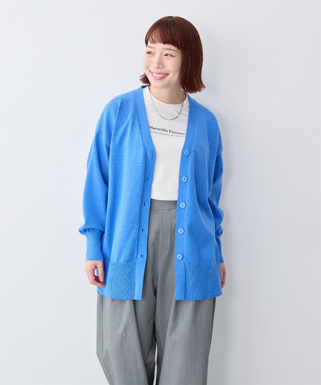 anyfee 【anyfee/大きいサイズ】スウェットライクVネックニットカーディガン_sub_16