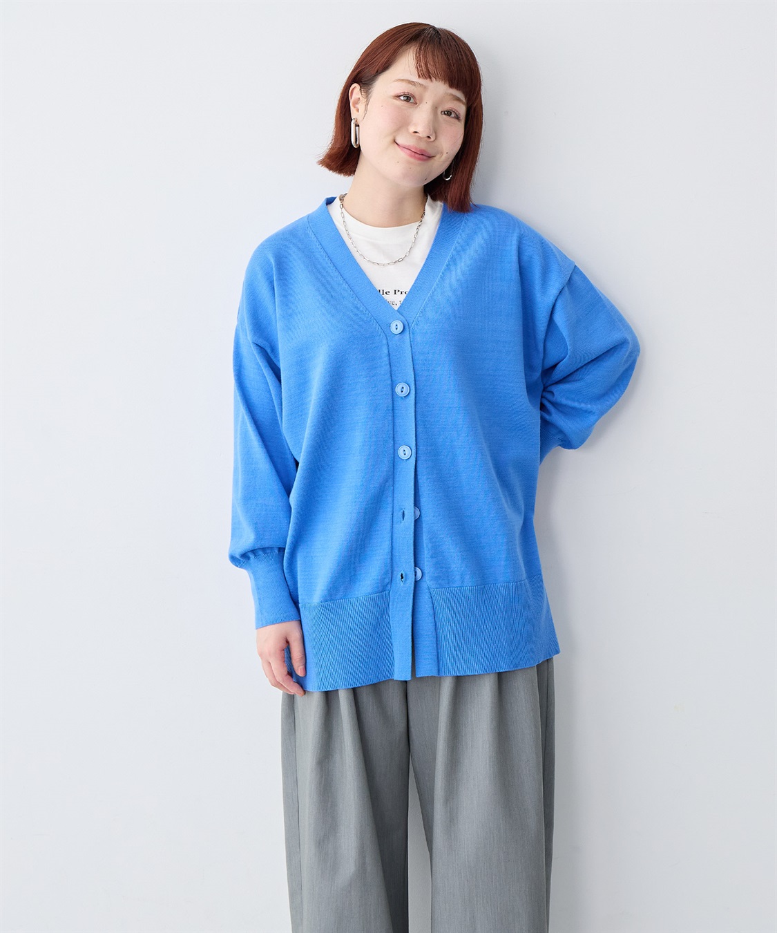 anyfee 【anyfee/大きいサイズ】スウェットライクVネックニットカーディガン_sub_17