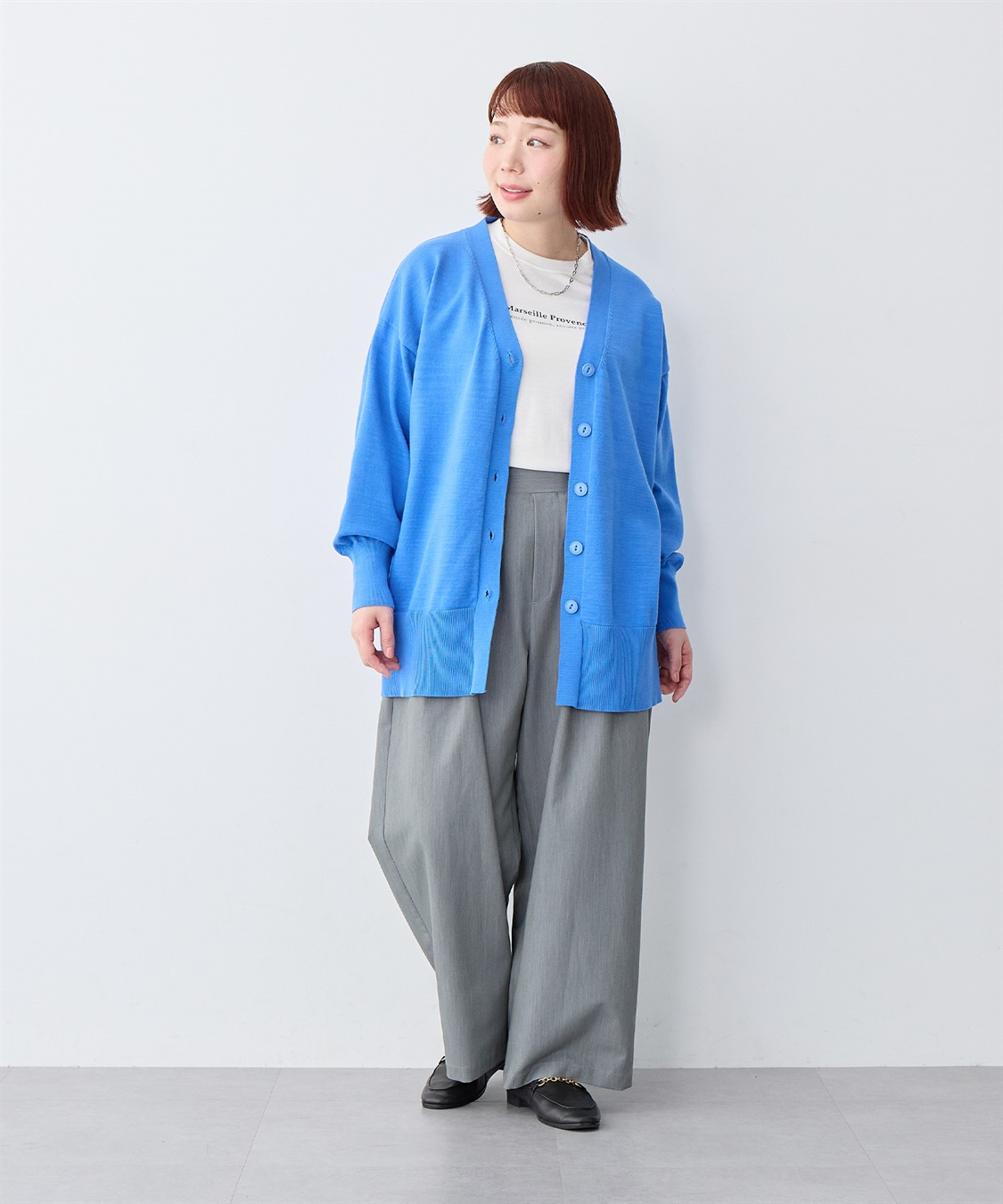 anyfee 【anyfee/大きいサイズ】スウェットライクVネックニットカーディガン_sub_18