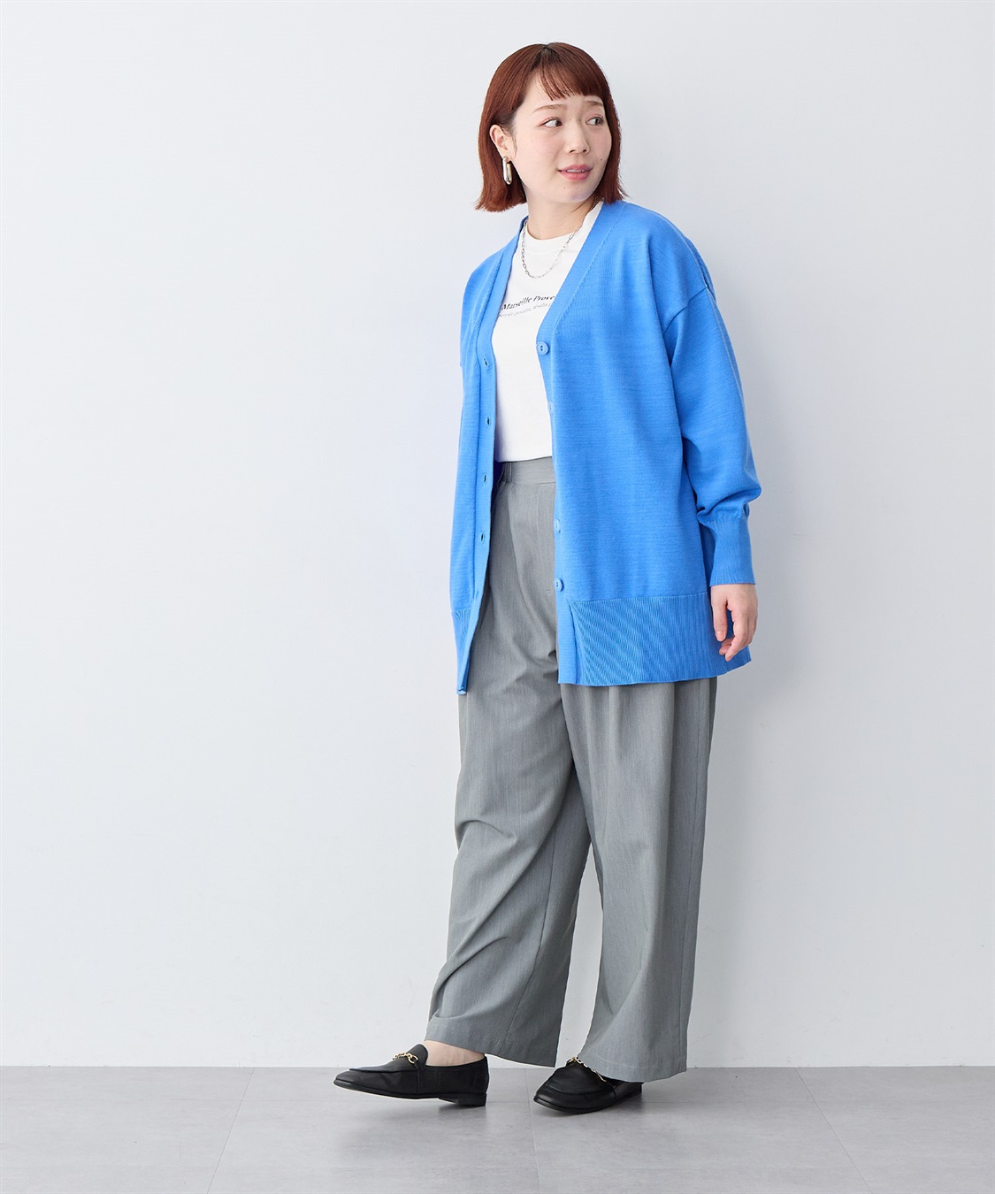 anyfee 【anyfee/大きいサイズ】スウェットライクVネックニットカーディガン_sub_19