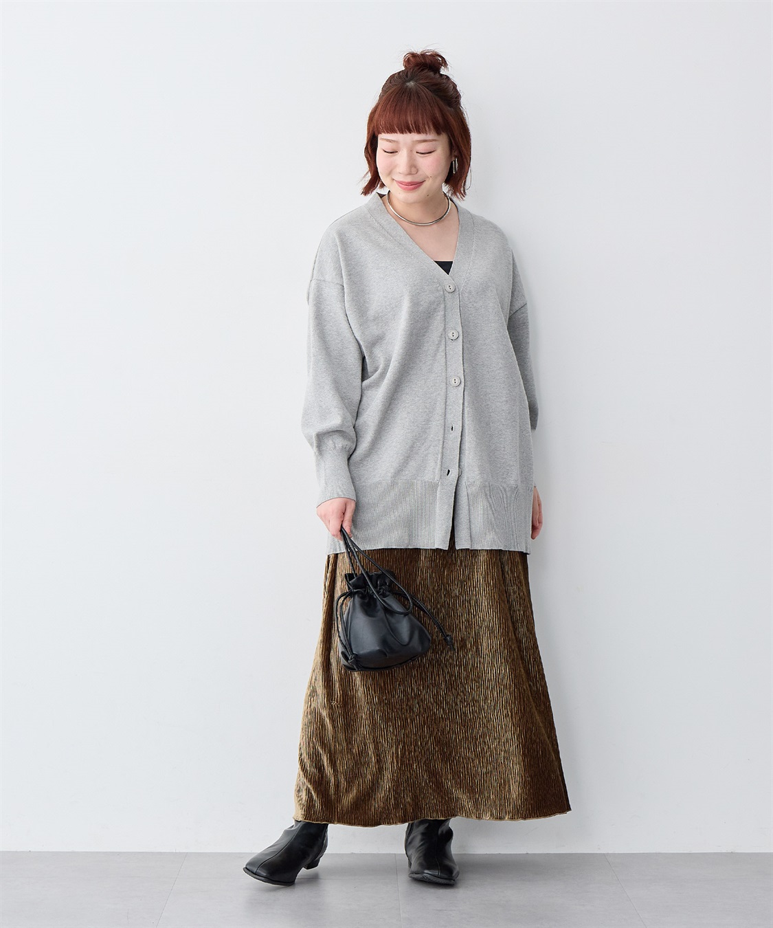 anyfee 【anyfee/大きいサイズ】スウェットライクVネックニットカーディガン_sub_22