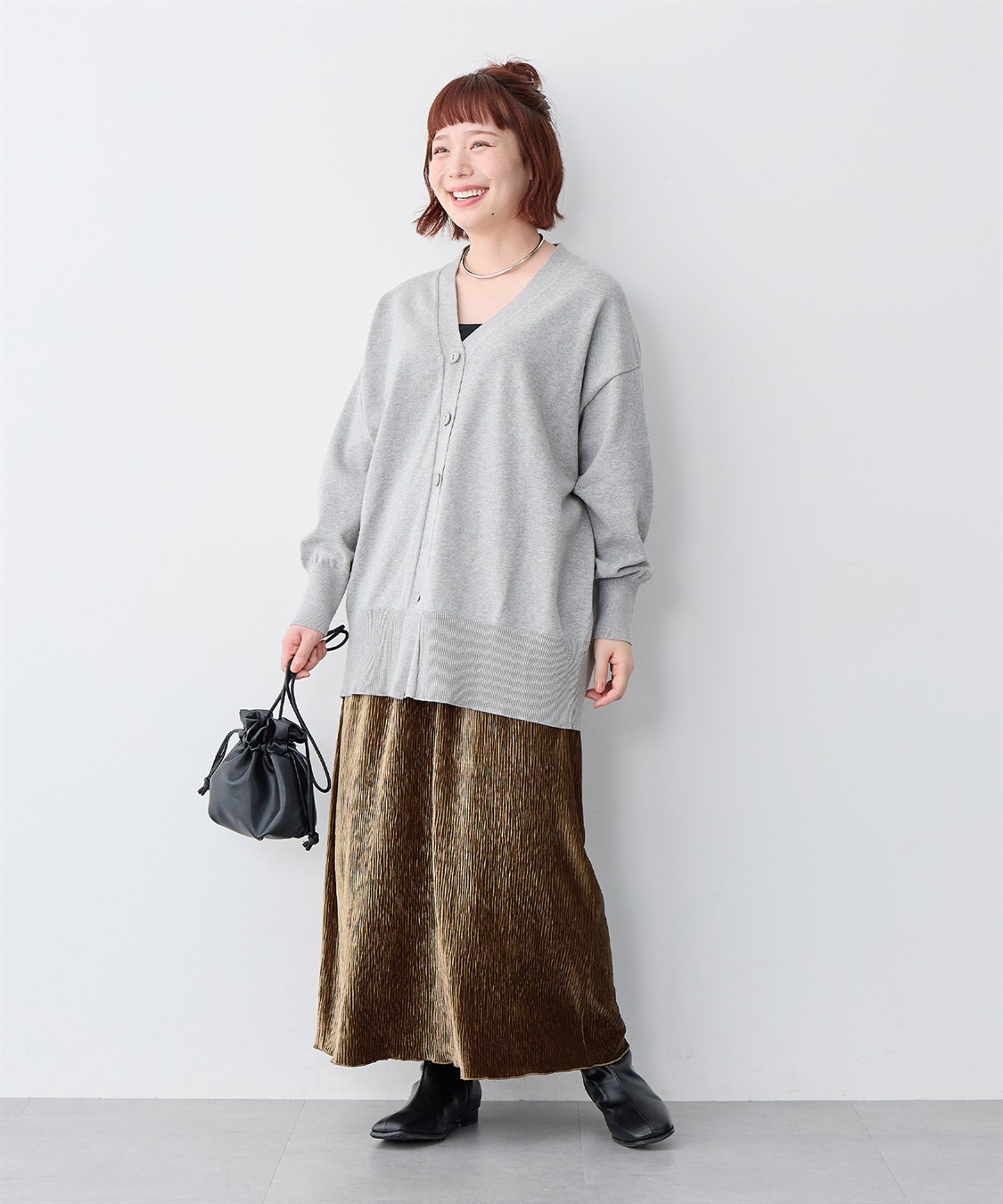 anyfee 【anyfee/大きいサイズ】スウェットライクVネックニットカーディガン_sub_23