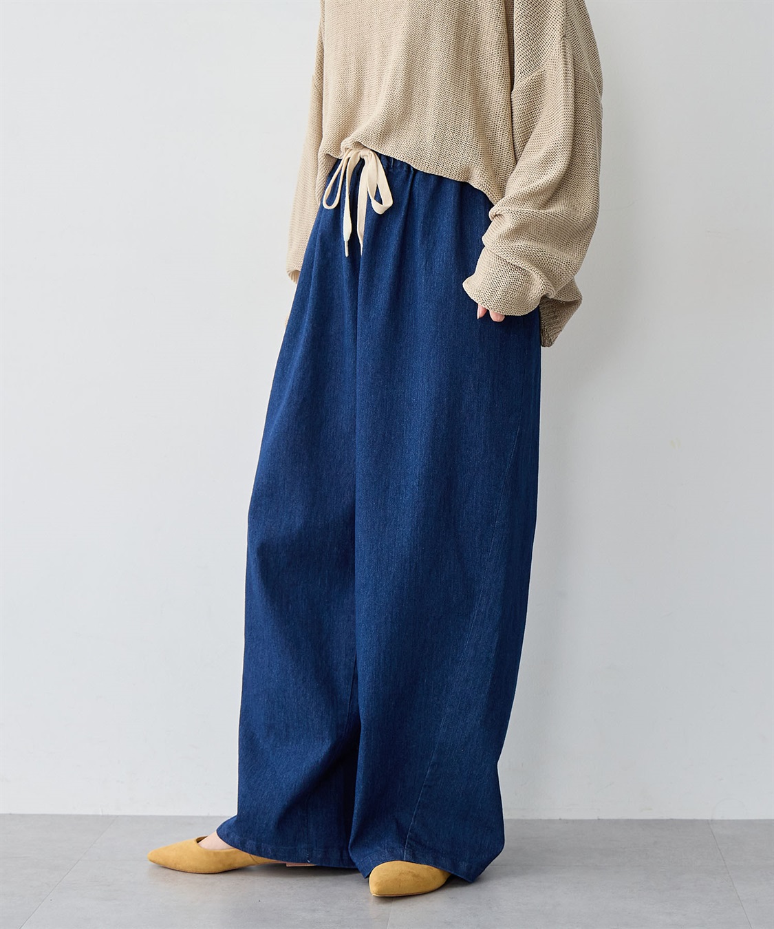 anyfee 【anyfee/大きいサイズ】ウエスト紐イージーデニムワイドパンツ《低身長サイズ有》_sub_9