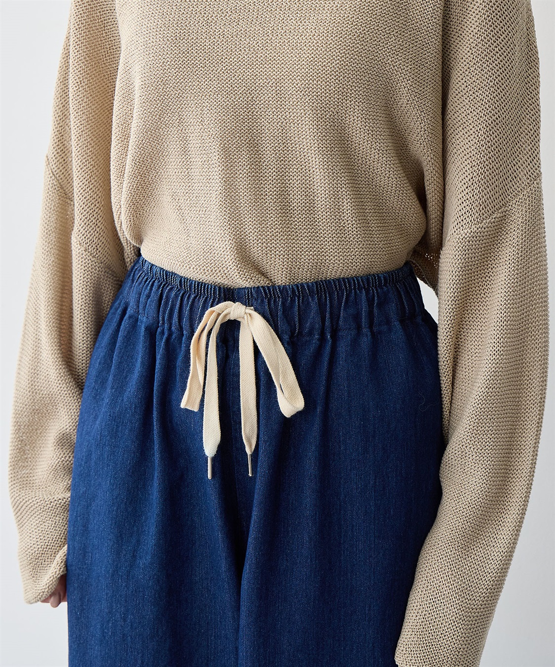 anyfee 【anyfee/大きいサイズ】ウエスト紐イージーデニムワイドパンツ《低身長サイズ有》_sub_11